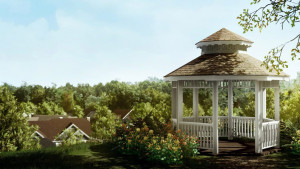 Rendering of a park in the Broadview Senior Living complex.