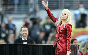 Pianist Alex Smith '12 and Lady Gaga at SuperBowl 50