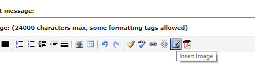 Insert image with the toolbar in the Broadcast Email System