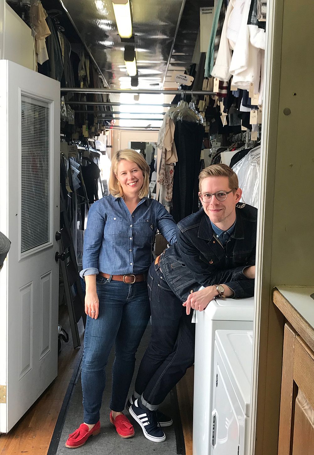 Bryan on a wardrobe truck with Midge Denton