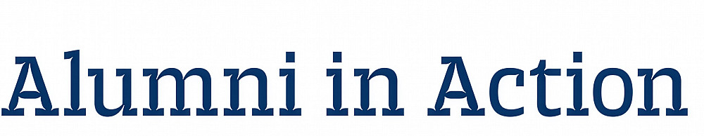 Alumni in Action in dark blue