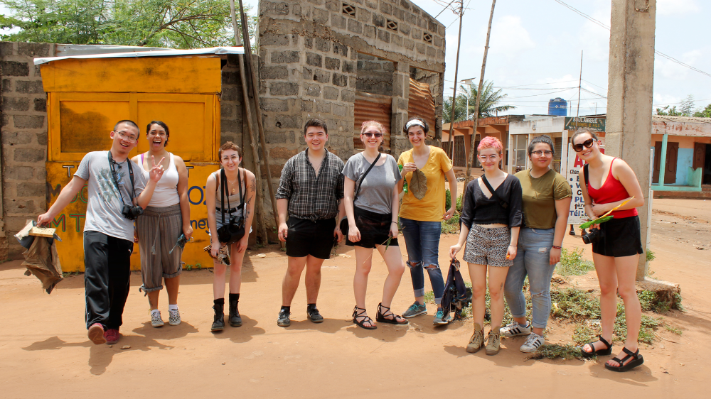 Students in the Printmaking in Benin class