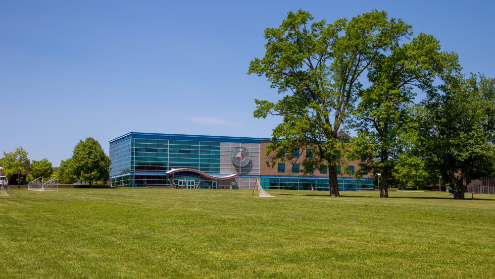 View of the Student Services Building from the Great Lawn