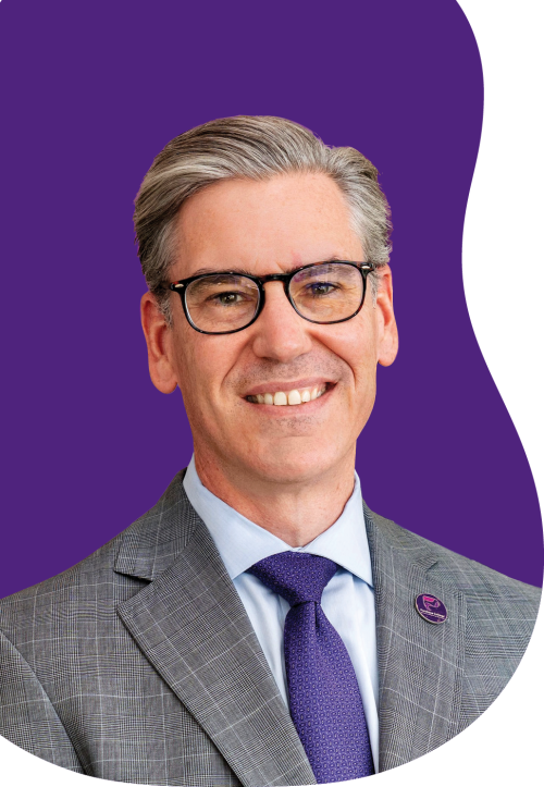 President Michael Steiper on purple background