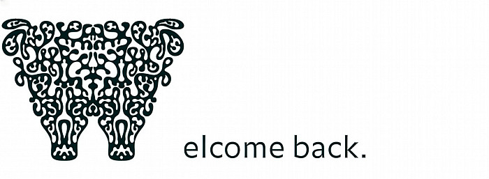 Welcome Back with W in fancy font