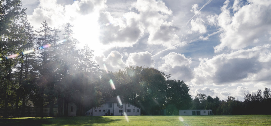 Purchase College campus in sunlight