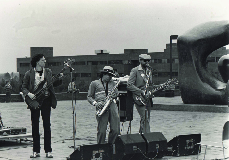 April Showers music festival on the mall with Henry Moore sculpture, mid-1990s.