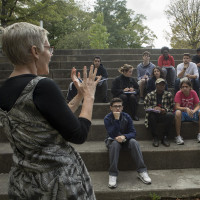 Class taught outdoors