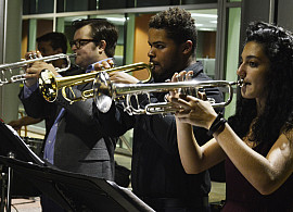 Conservatory of Music students playing trumpets