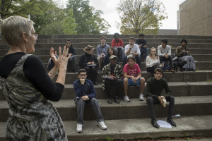 Class taught outdoors