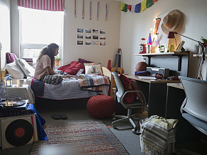 A student in their dorm room