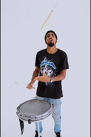 A picture of Jahleel Hills drumming