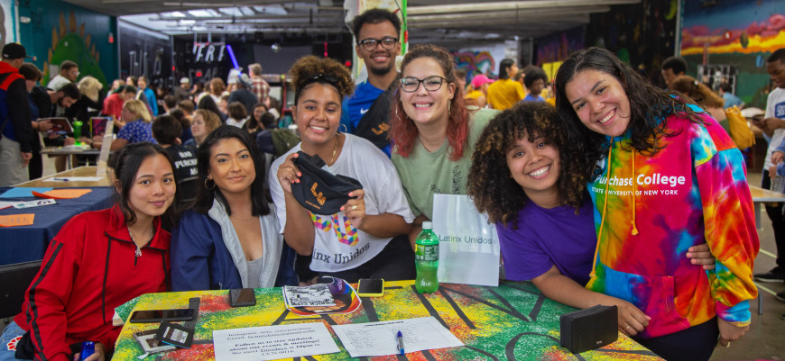 Students at the 2019 Club Fair in the Stood