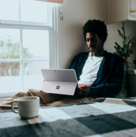 Student using laptop