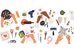 cartoon hands doing crafts