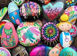 different color painted rocks