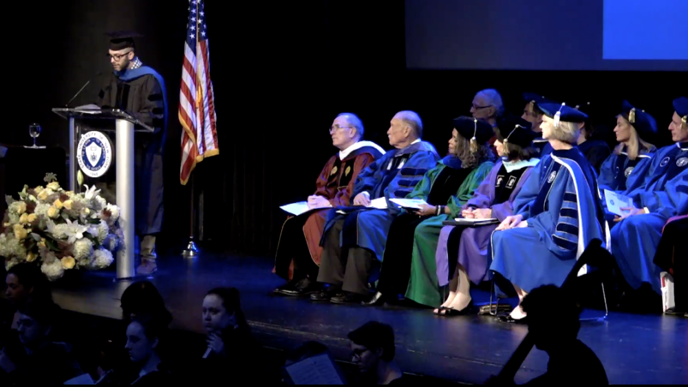 Literature professor Anthony Domestico speaks at the SUNY Chancellor's Inauguration