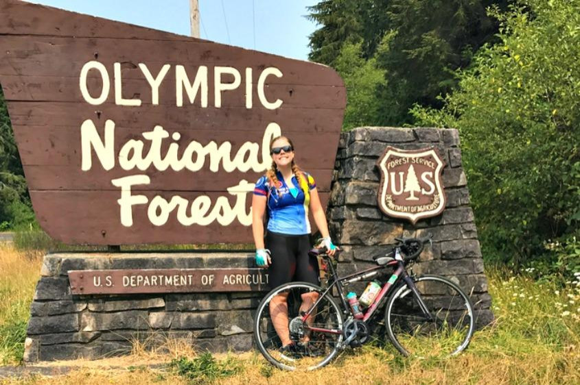 Brittny Cooper '15 during her first long distance Bike and Build trip, Drift West, in summer 2017.