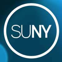 SUNY logo and wordmark, white on blue background