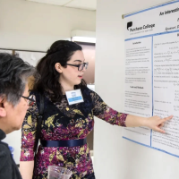 Student presents senior project research at the annual Natural and Social Science Symposium.