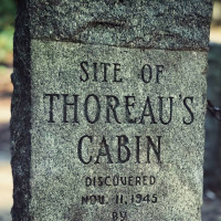 Stone marker for site of Thoreau's cabin
