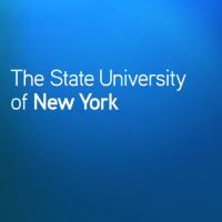 SUNY logo and wordmark, white on blue background