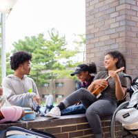 Students play music on the mall