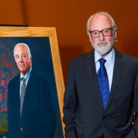 President Emeritus Thomas J. Schwarz at the May 8 event celebrating his 17 year tenure at Purchase College. (Photo by Sean Zanni/PMC)