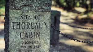 Stone marker for site of Thoreau's cabin