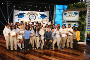 The senior class of Summit Academy Charter School with Ellen DeGeneres. Photo Credit: Michael Rozman/Warner Bros.