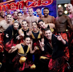 Majella Loughran '12 and the Diavolo Dance Company following their semi-final win on NBC's America's Got Talent