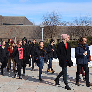 Students on the main plaza to protest gun violence