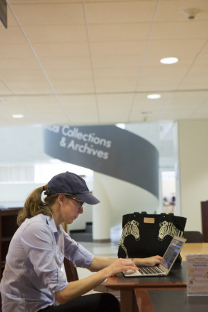 Student on laptop in the Library