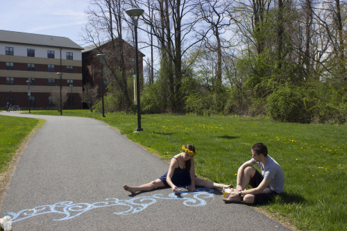 Students Draw Behind Fort Awesome