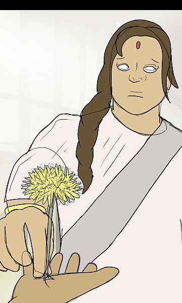 Picture of a woman holding a flower