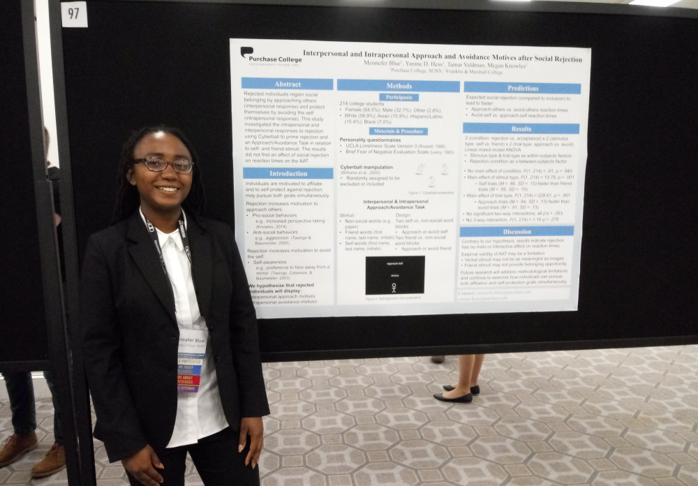 Mennefer Blue '20 presented at the Association for Psychological Science (APS) Convention in ...
