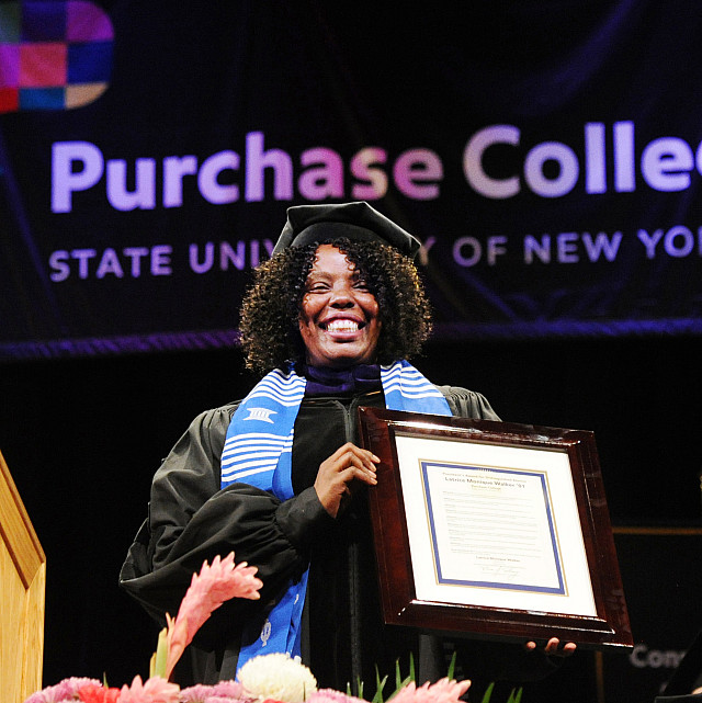 President?s Award for Distinguished Alumni honoree, Latrice Walker, during the Purchase College C...