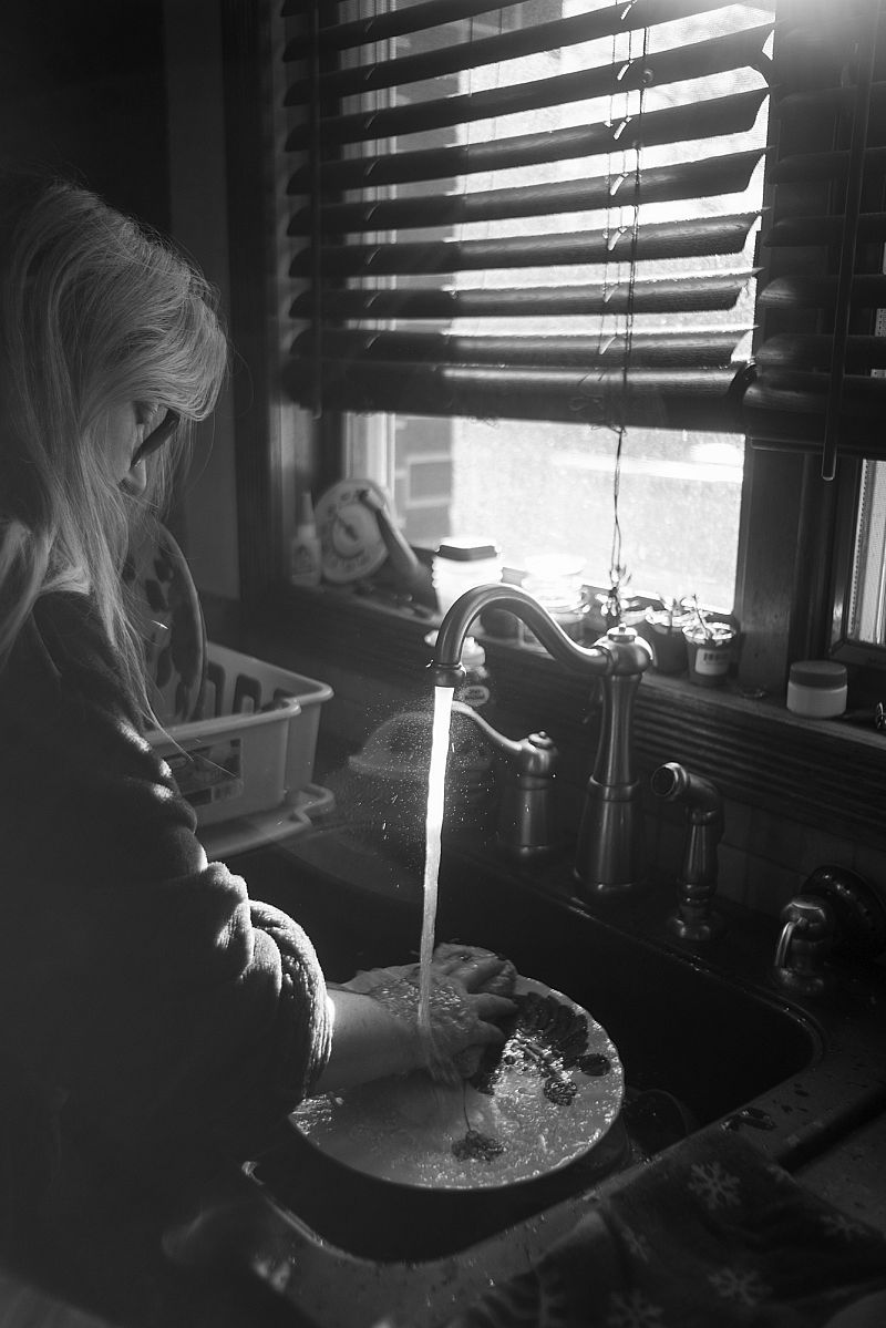 Mom Washing the Dishes, 2019, Digital Photograph,16 x 24 
