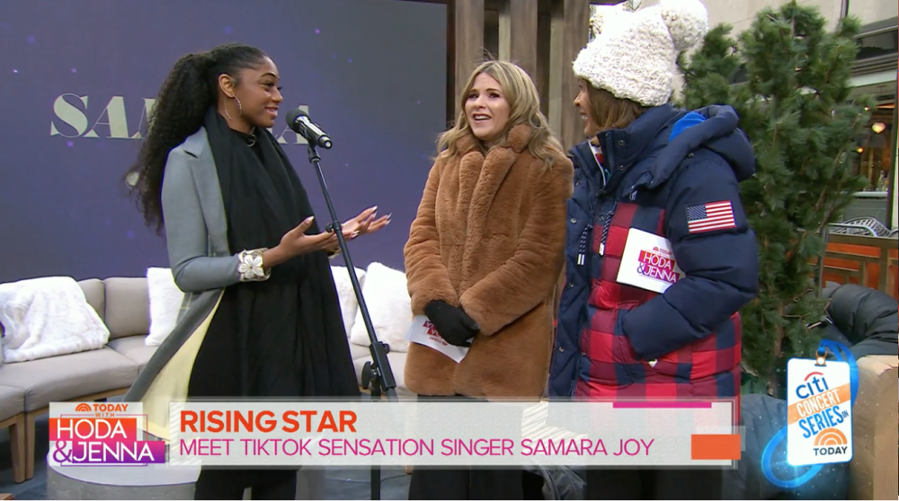 Samara Joy '21 (Jazz studies) performs on the TODAY show.