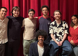 Faculty Member Wayne Tucker leads an ensemble of students of Jazz Studies in a performance at Jazz Forum. 