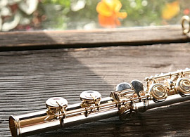 Close up of a flute on a window sill.