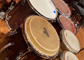 Seen Drums of various types and sizes.