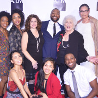 Top row L to R: Tamisha Guy '13, Marcella Lewis '16, Denise Roberts Hurlin '84, Kyle Abraham, former dean Carol Walker, an...