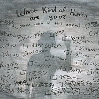 A black and white questionnaire with checkboxes.