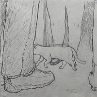 Pencil sketch of a cat.