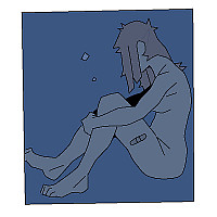 Nude figure with a bandage.