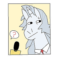 A unicorn with a quizzical expression.