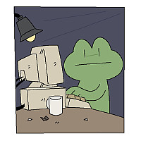 Frog at a computer