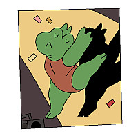 Frog doing ballet.