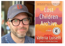 headshot of Anthony Domestico, book cover of Lost Children Archive by Valeria Luiselli